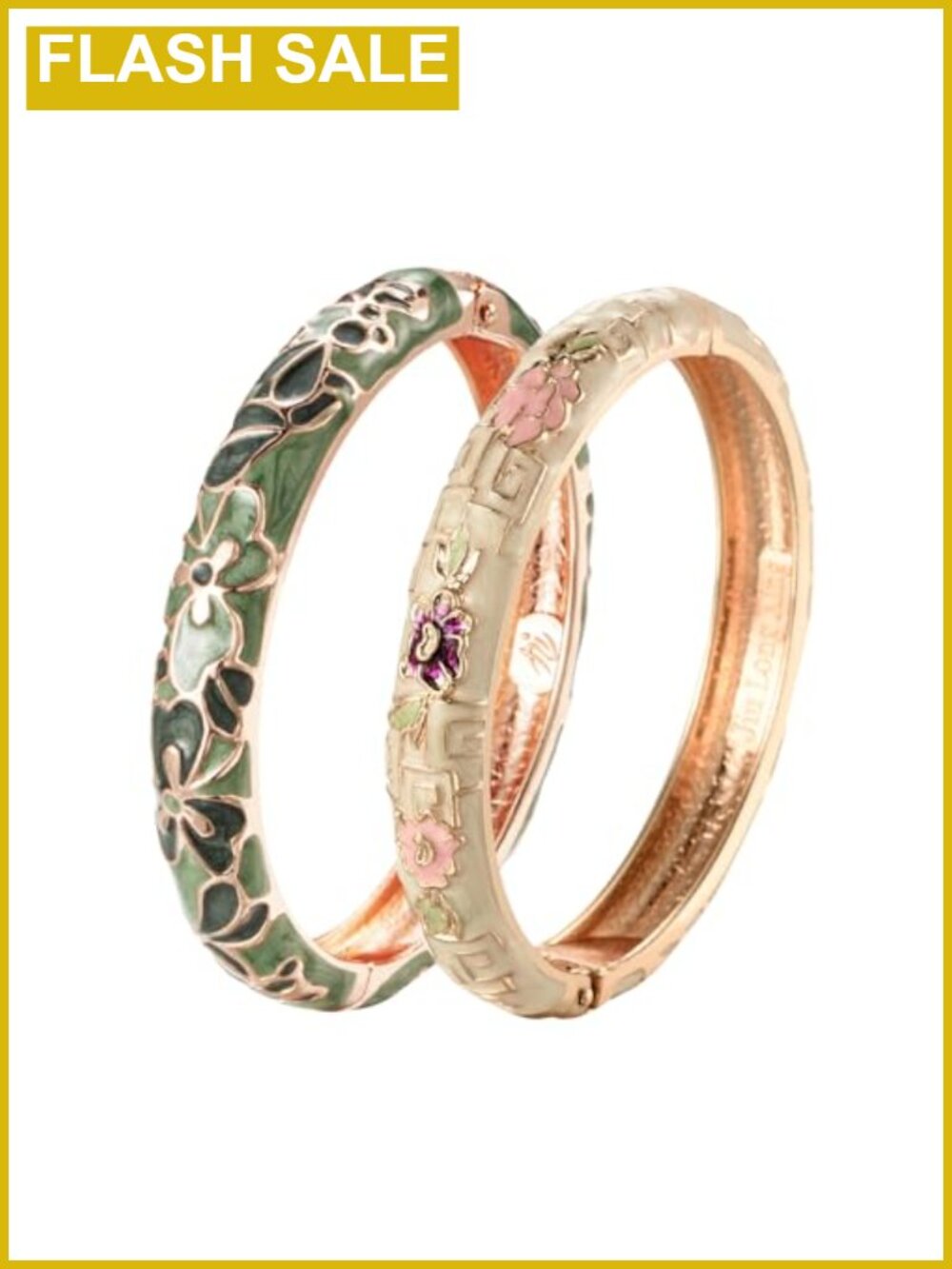UJOY Cloisonne Enameled Cuff Bangle Bracelet Set Vintage Style Women